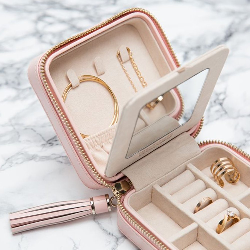 WOLF 1834 Caroline Zip Travel Case in Rose Quartz - Picture 3 of 10